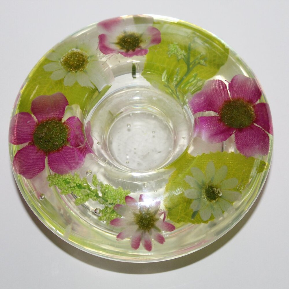 Dream  Light  German Lucite Floral Tealight Candle Holder